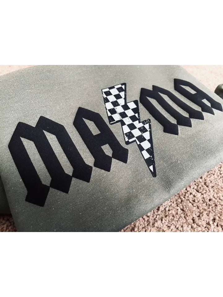 Mama Checkered Bolt Pullover