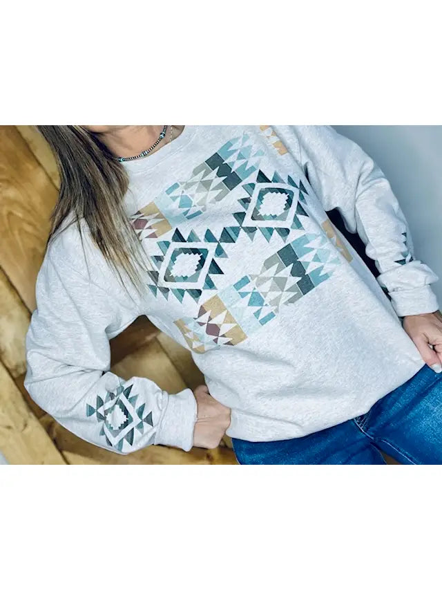 Aztec Sleeve Western Pullover