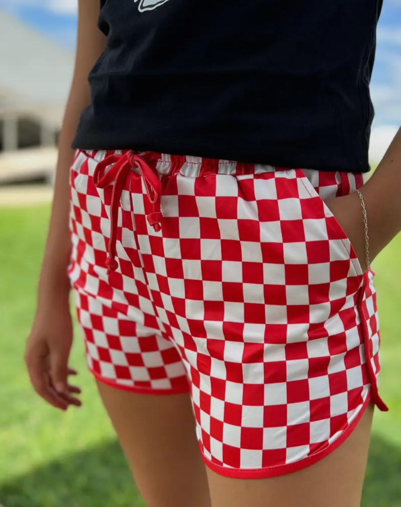 Game day checkered shorts