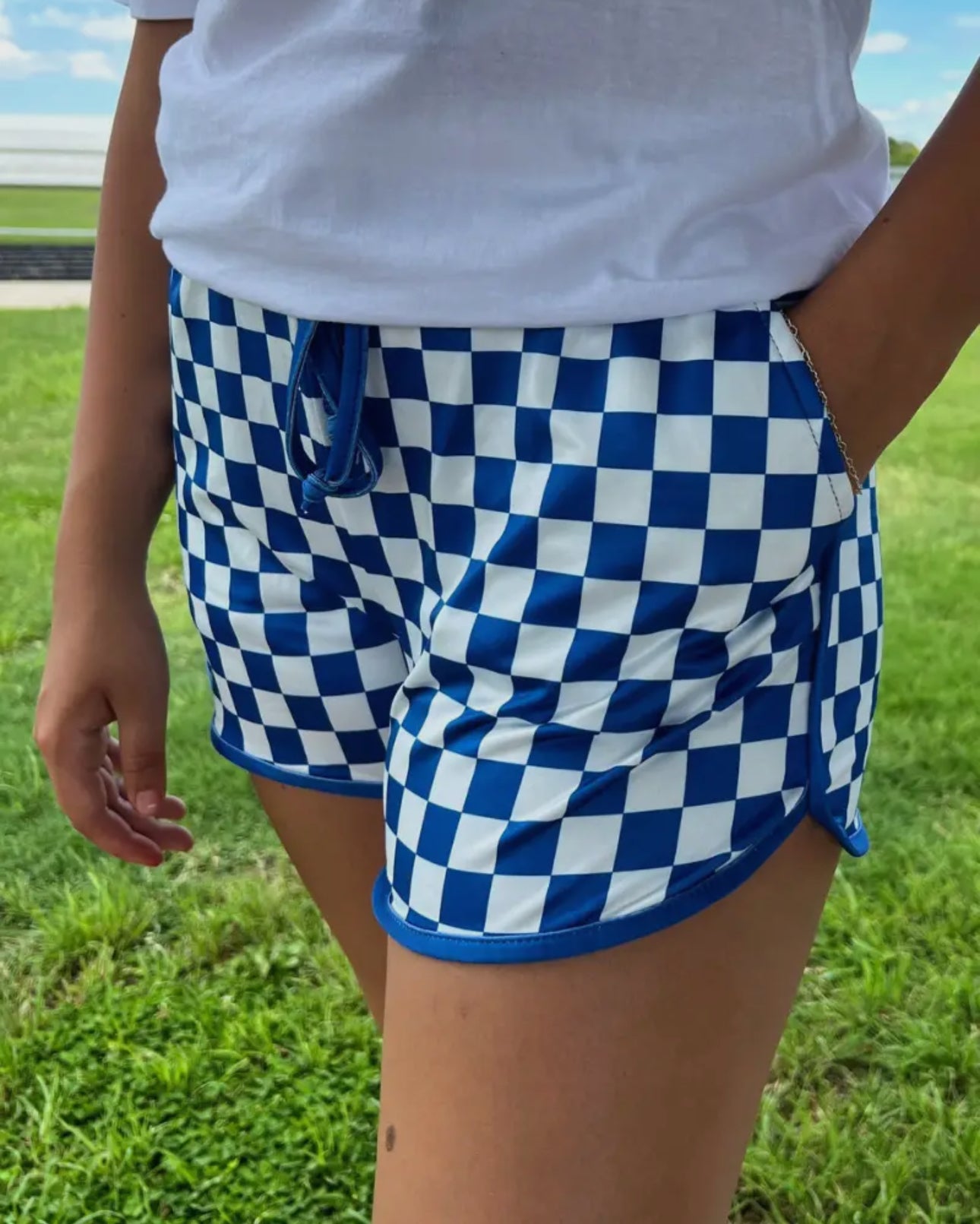 Game day checkered shorts