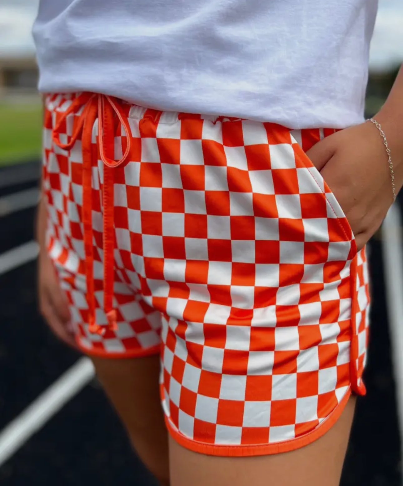 Game day checkered shorts