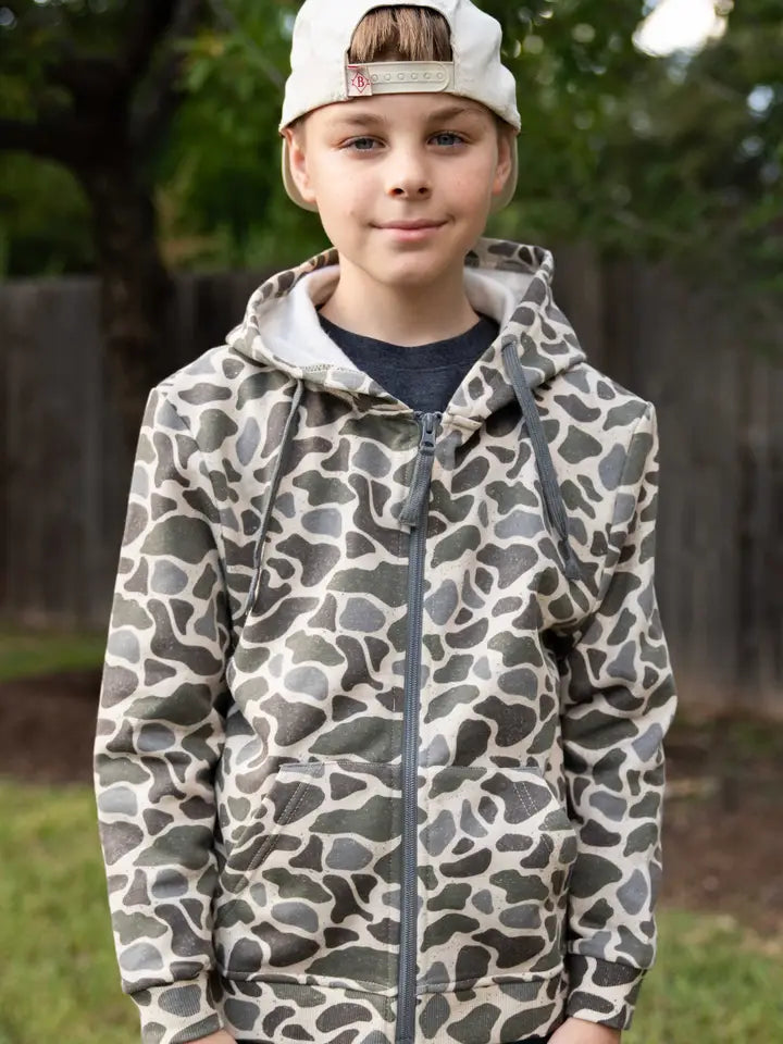 Youth - Fleece Zip Up - Classic Deer Camo