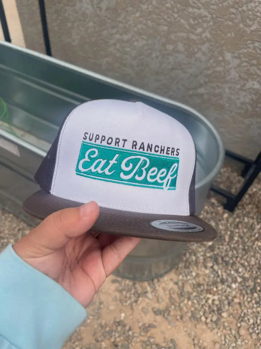 Support Ranchers Eat Beef White/Brown Hat